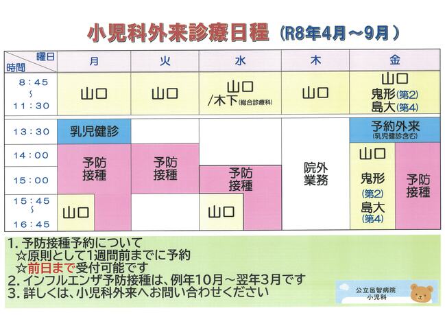 R8年4月小児科診療案内