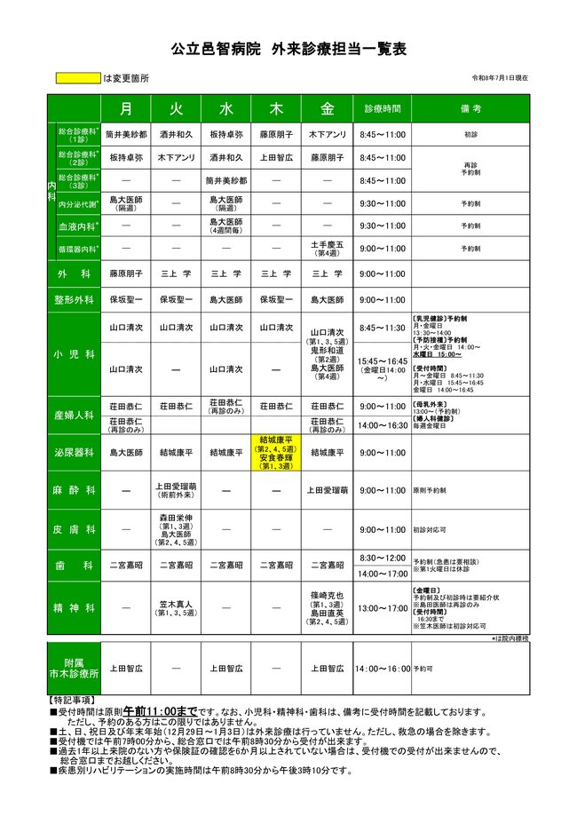 外来担当表_20260701